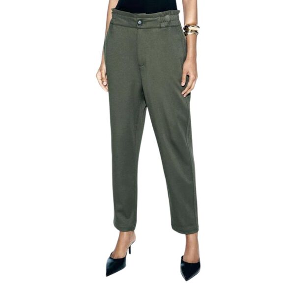 ZARA NWOT ELASTIC WAIST PAPERBAG PANTS Size L - Picture 1 of 12